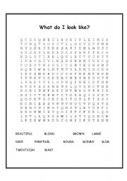 English worksheet: Word search adjectives