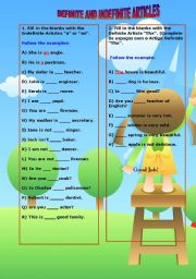 English Worksheet: Definite and Indefinite articles