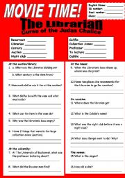 English worksheet: The Librarian: Curse of the Judas Chalice