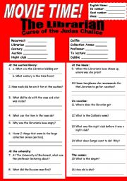 English Worksheet: The Librarian: Curse of the Judas Chalice