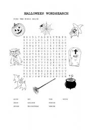 English Worksheet: halloween wordsearch