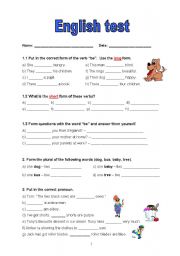 English Worksheet: 1st English test for elementary students