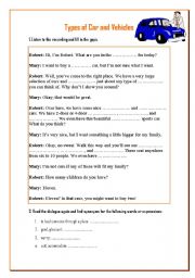 English Worksheet: TYPES OF CAR AND VEHICLES
