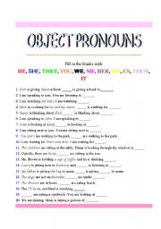 English Worksheet: object pronouns