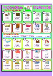 Find Household Items with Pictures - ESL worksheet by aysun0687