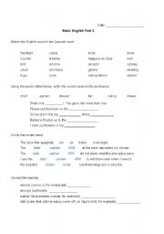 English worksheet: Basic English Test 2