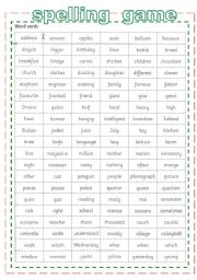 English Worksheet: spelling game