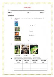 English worksheet: ANIMALS 