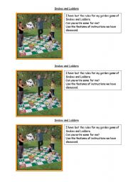 English worksheet: Writing Instructions for Snakes and Ladders