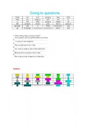 English worksheet: Going to questions- Chart