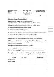 English Worksheet: 1 st Mid-term test for 1st year pupils Tunisia
