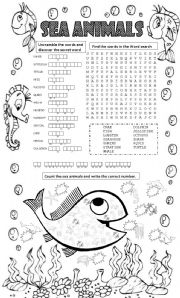 English Worksheet: SEA ANIMALS