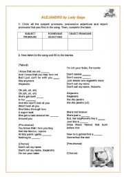 Alejandro by Lady Gaga (pronouns and possessives revision)