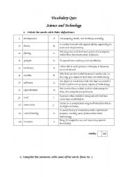 English Worksheet: Science and Technology Vocabulary Quiz