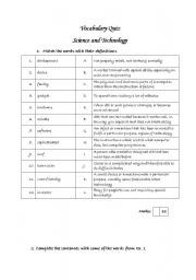 English Worksheet: Science and Technology Vocabulary Quiz