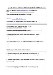 English worksheet: Understand a Mall Website