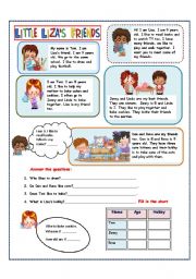 English Worksheet: Little Lizas friends