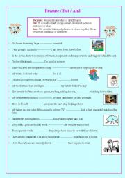 English Worksheet: Because/ and / but