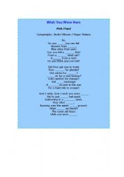 English worksheet: Pink Floyd - Wish you were here