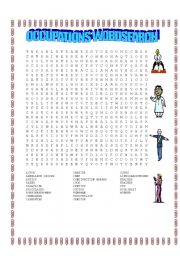 English Worksheet: occupations wordsearch