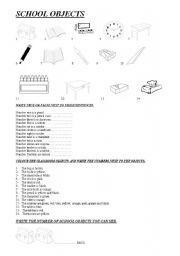 English Worksheet: SCHOOL OBJECTS.