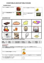 English Worksheet: (Un)countable Nouns