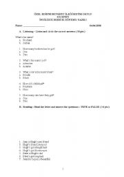 English Worksheet: multiple choice test