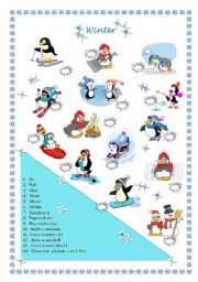 English Worksheet: Winter pinguin activities