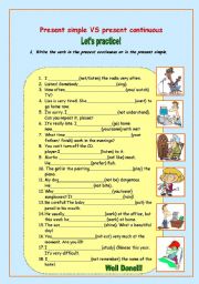 English Worksheet: Present simple vs present continuous
