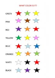 English worksheet: WHAT COLOUR IS IT