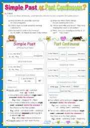 English Worksheet: Simple Past or Past Continuous?  -  Inductive Approach