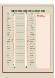 English Worksheet: COMPOSED NOUNS / plural + Key