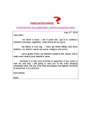 English Worksheet: Punctuate the Letter