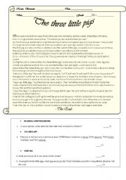 English Worksheet: The three little pigs - TEST