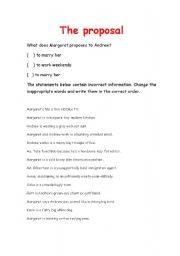 English Worksheet: Order of adjectives - Movie activity: The proposal