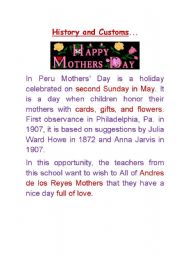 English worksheet: Mothers Day in Peru