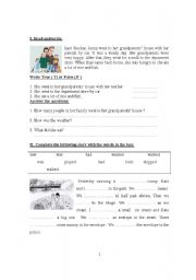 English Worksheet: Past Simple Tense vorksheet