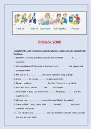English Worksheet: Basic phrasal verbs