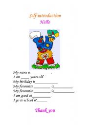 English Worksheet: self introduction