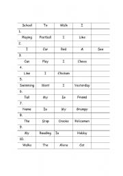 English Worksheet: word scramble