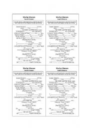 English worksheet: Marilyn Manson - Sweet Dreams (filling activity)