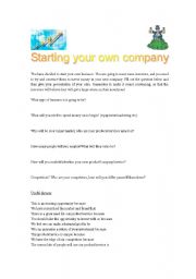 English Worksheet: Start your own business