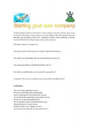 English worksheet: Start your own business