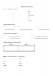 English worksheet: ordinary numbers