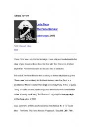 English Worksheet: Reviews- Music, TV, and Restaurant