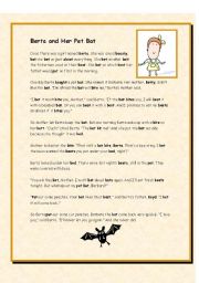 English Worksheet: Berta and Her Pet Bat