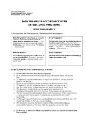 English worksheet: Body frame for writing