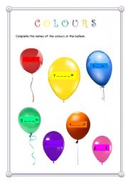 English worksheet: COLOURFUL BALLOONS