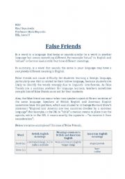 English Worksheet: False Friends