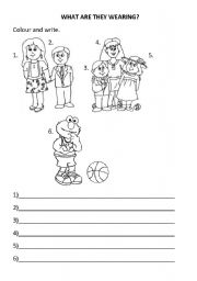 English worksheet: Describing peoples clothes